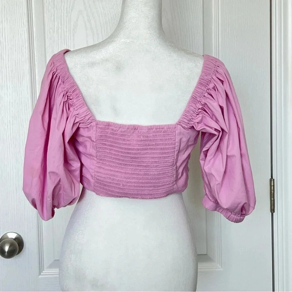 Abercrombie & Fitch Women’s Puffed Sleeve Top Pink Size Small - Picture 2 of 10
